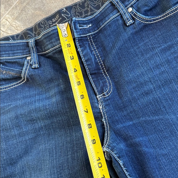 Cute baby wrangler Boot cut 13/14 X 34 western Blue dark wash Jeans like new - Picture 5 of 14